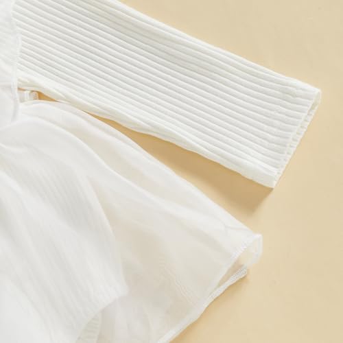 Infant Newborn Baby Girl Fall Winter Outfit Clothes Long Sleeve Lace Trim Mesh Tulle Tutu Romper Dress Baptism Birthday Party4