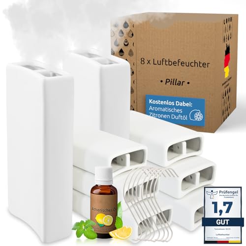 Humidificador de calefacción de cerámica I Gancho y aceite fragante [Lote económico de 8, 400 ml] I Humidificador de agua para radiadores perfumados I Humidificador de agua