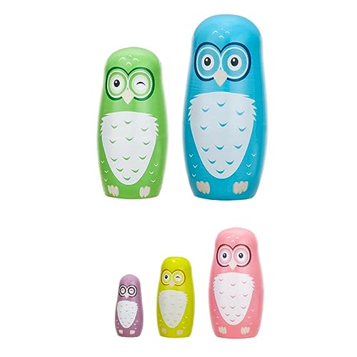 UPKOCH 5Pcs Owl Wooden Matryoshka Dolls Creative Nesting for Fun Playtime Educational Development Safe Gentle Materials Present