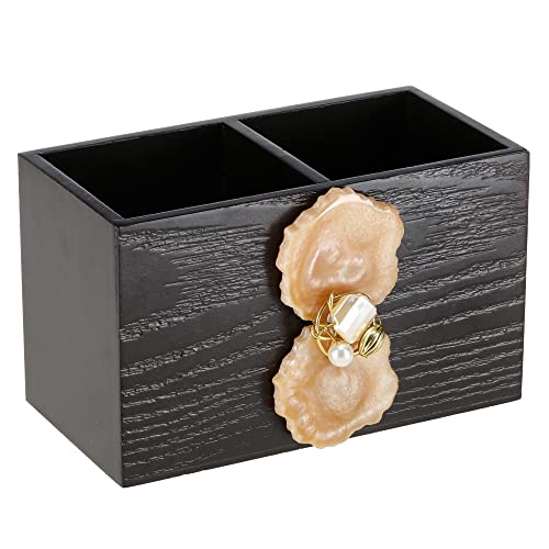 Image of COCKTAIL Fancy Wooden MDF Spoon Holder, Cutlery Stand for Dining Table, Chammach Stand, Multifunctional organizer Stand for Kitchen, Tableware Storage Box, 2 Section, Brown (Peach-Agate)