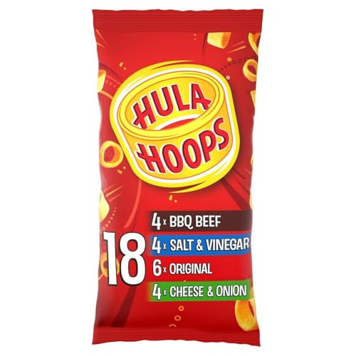 Hula Hoops Multipack Crunchy Potato Rings Flavoured Potato Snack Bundle 18 x 24g Bags Variety