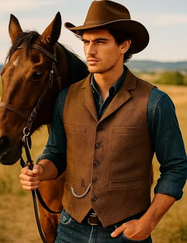 Image of Ceehuteey Mens Suit Vest Waistcoat Tweed Retro V Neck Wool Herringbone for Prom