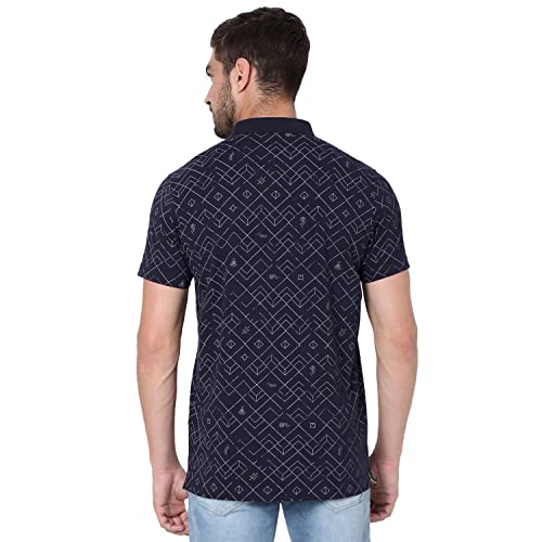 Image of Spykar Mens Cotton Navy Blue Printed T-Shirt