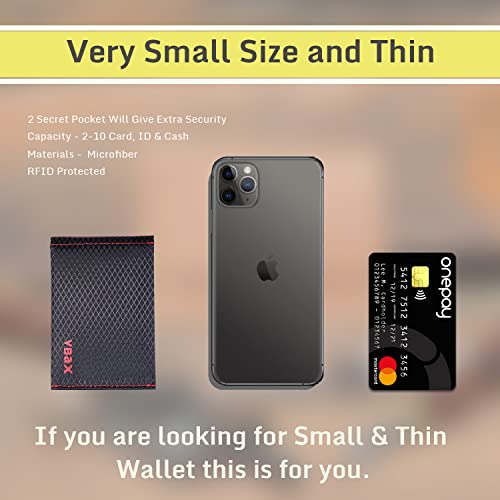 VBAX Microfiber Waterproof RFID Slim Bifold Wallet for Men - Minimalist Front Pocket Card Holder Holds up to 10 Cards and Cash, Light Black - Image 4