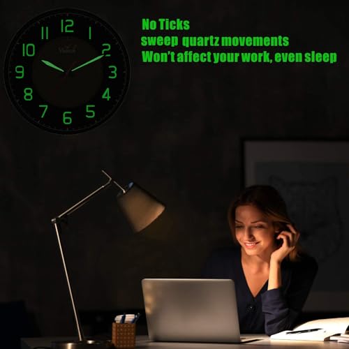 Image of Ajanta 12 Inches Silent Sweep Radium Analog Wall Clock - Night Glow, White Dial - 30x30 cm (Silver)