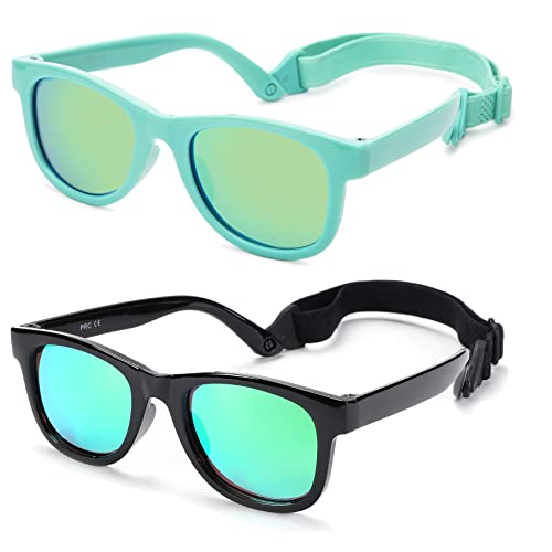 Image of COASION Bendable Flexible Polarized Newborn Baby Sunglasses with Strap for Infant Boys Girls Age 0-12 Months CA8042