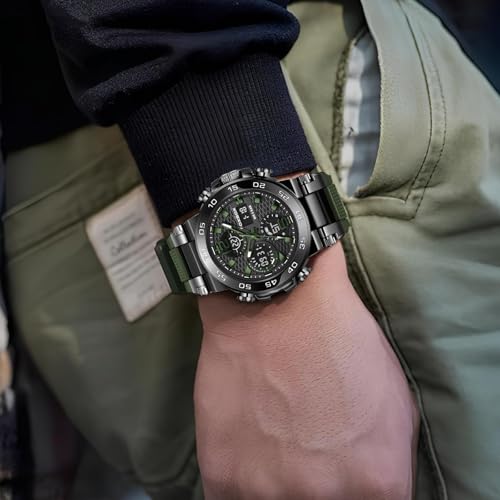 Image of LIGE Quartz Watch for Men Waterproof Big Dial Analog Digital Sport Multifunction LED Backlight Fashion Wristwatches Stopwatch Calendar Men