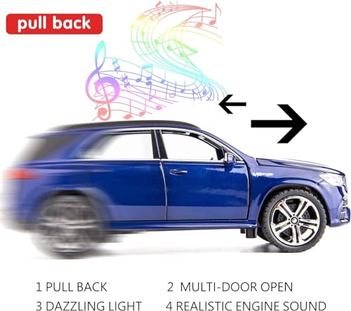 Image of 1 /32 Scale Benz AMG GLE 63S SUV Toy Car, Alloy Diecast Collectible Pull Back Car Model with Light and Sound Toy Vehicles for Adults Boys Girls Gift Toy (Blue)