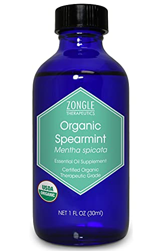 Zongle USDA Certified Organic Spearmint Essential Oil, Safe to Ingest, Mentha Spicata, 1 OZ
