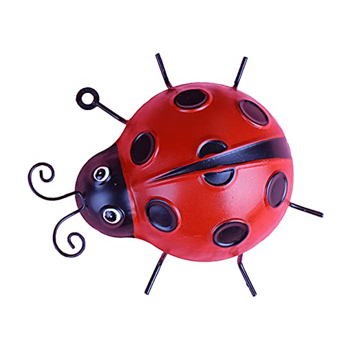 perfk Rouge Belle Coccinelles Jardin Mur Art Décoratif Sculpture pour Décoration Intérieure et Extérieure, Grand