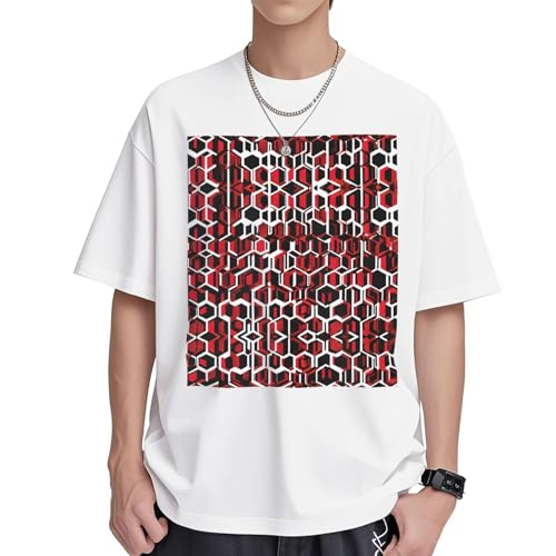 T-shirt en coton pour femme avec motif géométrique tunique ample décontractée