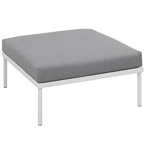 Modway Harmony Aluminum Outdoor Patio Ottoman with Cushion in White Gray by Modway - Image 2