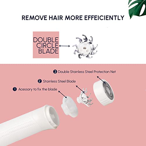 Facial Hair Removal For Women, Bikini Trimmer For Women Pubic Hair, Painless 2 In 1 Hair Remover Rechargeable Body & Face Hair Shaver For Legs, Arms, Armpit, Peach Fuzz On Upper Lip And Chin (White) #TOP1