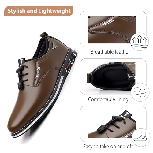 Mens Casual Oxfords Leather Business Office Loafers Comfortable Fashion Lace-up Formal Flat Shoes2