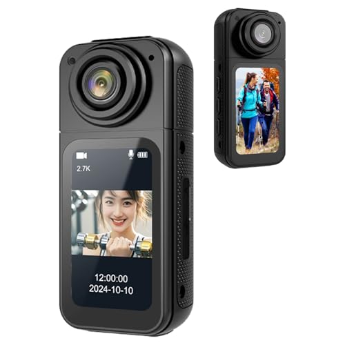 Mini Fotocamera del Corpo Indossabile per Dimensioni del Pollice Lente Regolabile da 180 ° da 2.7 K con Controllo Dellapp WiFi per Animali Domestici ultra-hd nero
