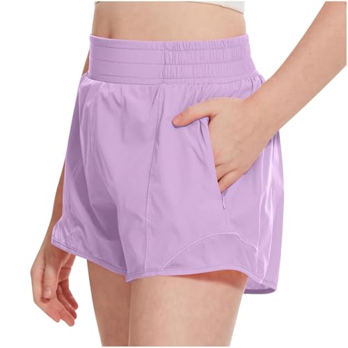 Girls Athletic Shorts Kids Outdoor Running Soccer Gym Shorts Quick Dry High Waisted Activewear with Zipper Pockets3