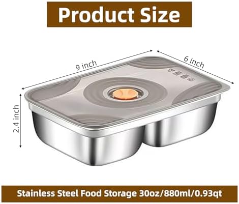 2 Pack Stainless Steel food storage containers(30oz) leak proof & airtight lids for Kitchen,Dual Compartment,freezer and microwave Containers For Meal Prep, Freezer, Leftovers - Thumbnail 3