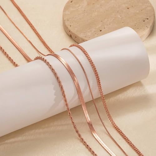 Image of Tewiky Layered Necklaces for Women 14k Gold Plated Chain Necklace Set