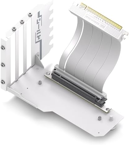 EZDIY-FAB Vertical GPU Mount with High-Speed PCIE 4.0 Riser Cable, Shield Series, 115mm/4.52in Flexible Extension, 90 Degree Connector, Only Compatible to Full-Opened PCIe Slots-White-YIHPI344-1