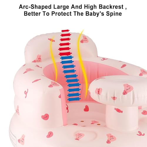 Image of Inflatable Baby Seat with Tray, Comfortable Sit Me Up Floor Seat for Baby Learning to Sit, Portable Built in Air Pump Blow Up Baby Chair，Sitting Support Infant Chair for 3 Months Up