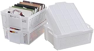 Mayish 14 L White Stacking Plastic Storage Basket, 4 Packs
