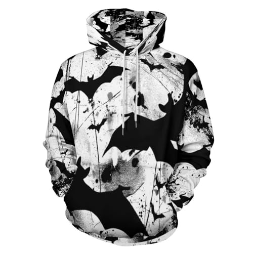 Sweat à capuche homme animal gothique noir pull ample imprimé original