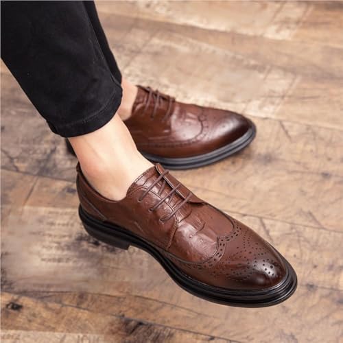Men's Lace Up Dress Oxford Shoes - Pointed Toe Non-Slip Casual Formal Footwear2