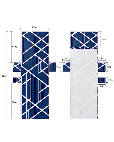 Geometric Blue, Beach Lounge Chair Towel Cover, Soft Chaise Lounge Towel with Side Pockets Patio Pool Chairs Cover for Beach/Pool Sunbathing 29x85 Abstract Minimalist Stripes Modern Decor