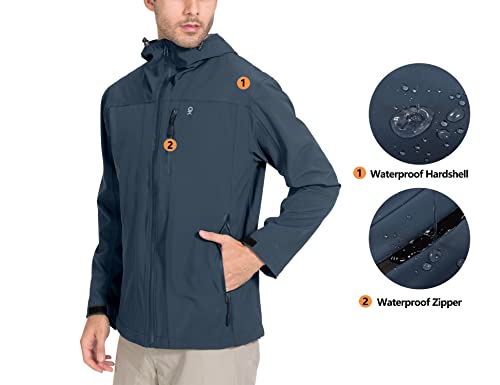 Little Donkey Andy Men's Rain Hiking Jackets Waterproof Windproof Breathable Shell Coats Travel Fishing Deep Blue Xxx-Large #TOP4