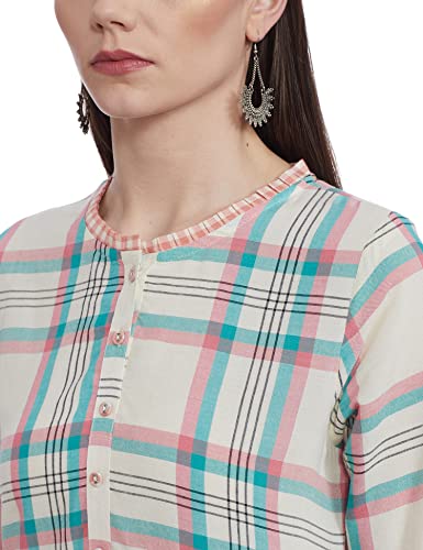 Image of Max Women Checked Round Neck Straight Kurta