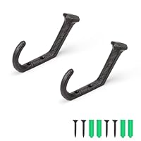 DIYCUT 2 Pieces Coat Hooks for Wall, Heavy Duty Coat Hooks, Vintage Coat Hanger Hooks, Black Coat Hooks in Unique Shape, Suitable for Indoor and Outdoor