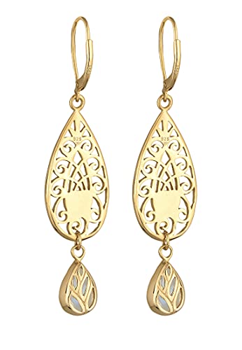 Elli Women's 925 Gold Plated Xilion Cut Moonstone Earrings — photo 4