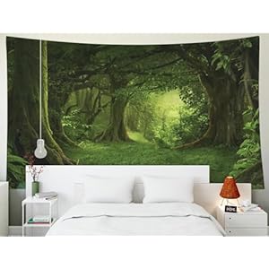 Fullentiart Men Tapestry Green Trees in Mist Primitive Forest Tapestry Natural Scenery Tapestry Wall Hangings 925X709 Inch Wall Decor Tapestry for Drawing Room Home Decoration