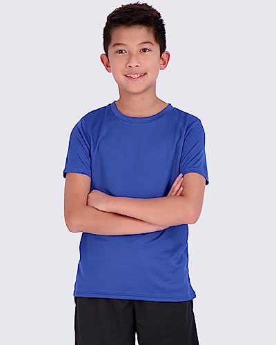 Real Essentials Pacote com 5: Camiseta juvenil de malha com absorção de umidade e desempenho atlétic