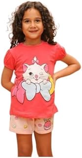 طقم ايه ستار للبنات، مكون من قطعتين وشورت وتي شيرت، قطن (6)