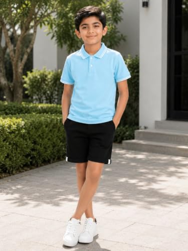 Image of Cotton Polo T-Shirt for Kids Boys Girls Half Sleeve, Regular Fit Tees for Boys Collared Casual Tshirts | Soft & Breathable Biowash Fabric | Half Sleeve