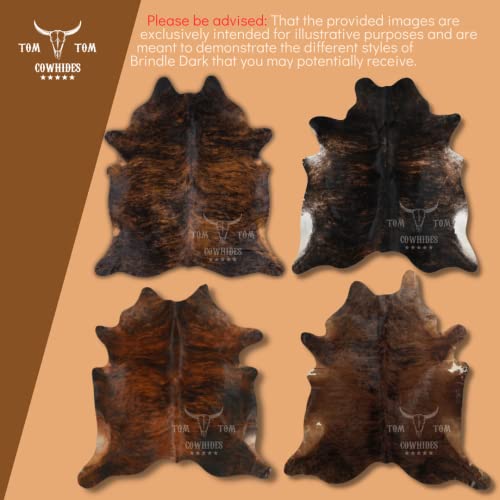 Tomtom Cowhides Brindle Dark Cowhide Rug 100% Natural Leather Rugs 7' X '6 #TOP2