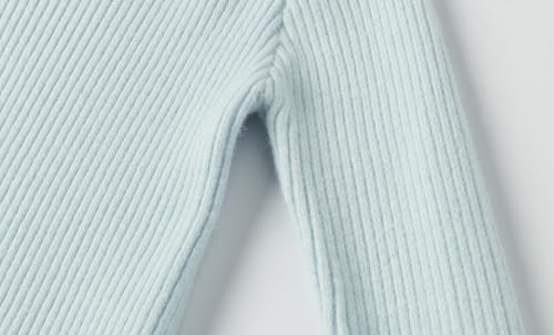 Image of Mud Kingdom Girls Mock Neck Sweater Long Sleeve Knit Top Solid Ruffled Collar Undershirt Slim Fit Lettuce Trim