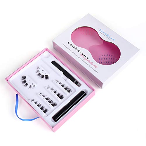 BEPHOLAN DIY Eyelash Extension, 3D Segmented Individual Lash 30 Cluster Volume Lashes Set,Easy To Use,Reusable Home Eyelash Kit，Very Soft,XMZ259