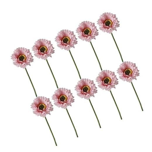IEEDFJKK 10 Piezas de Flores Artificiales Gerbera, Plantas Falsas, Ramo de Novia con Aspecto de una Sola Rama, Navidad, hogar, jardín, Boda, Rosa