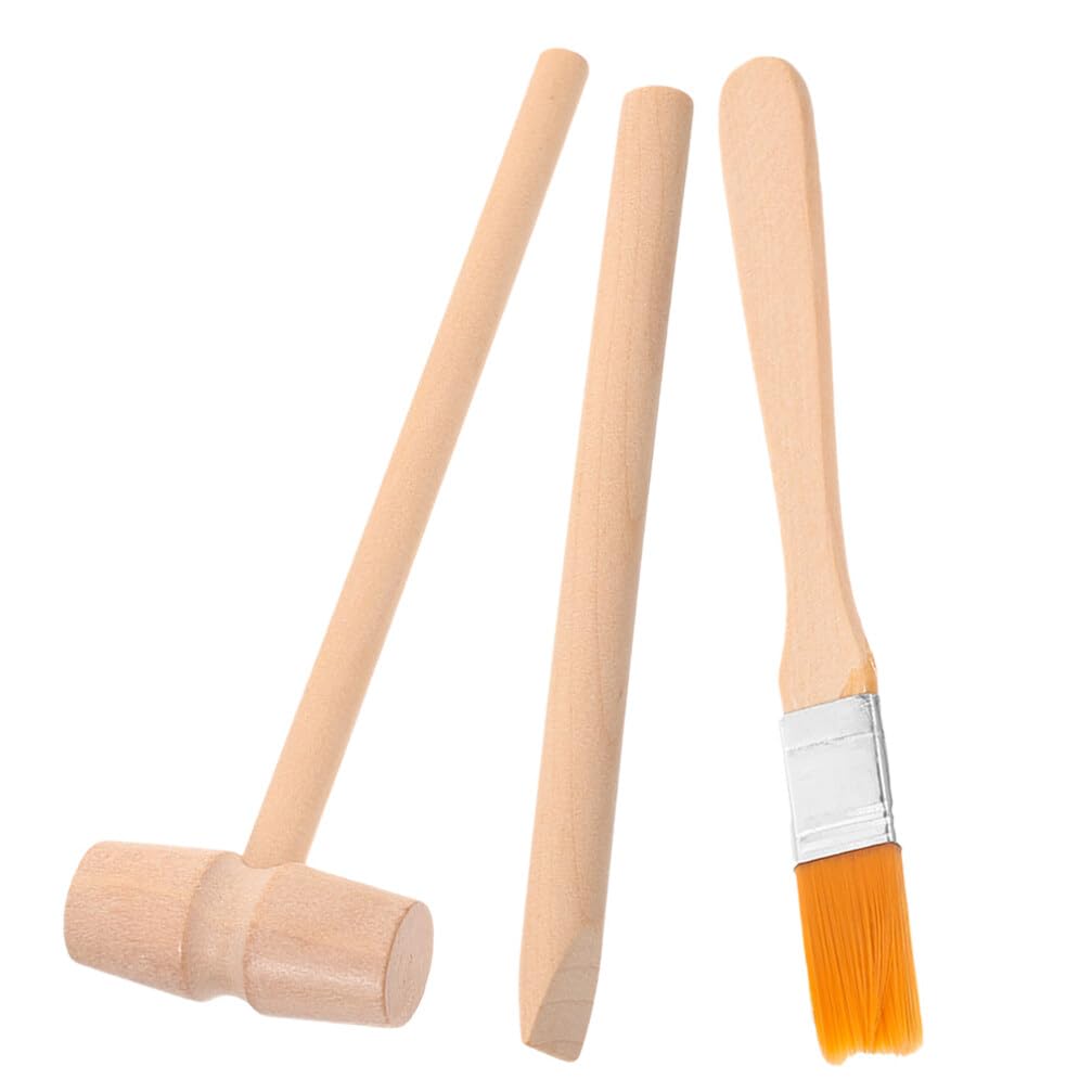Vaguelly 1Set Boy Girl Excavation Tool Kit Wooden Digging Hammer Brush Educational Excavation Toys for Toddlers Gemstone Digging Kit for Learning Outdoor Fun - Image 4