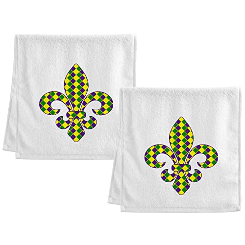 Naanle Mardi Gras Fleur De Lis Hand Towels Set Of 2 Bath Towels Absorbent Soft 100% Combed Ring Spun Cotton Bathroom Towel Kitchen Dishwashing Towels Hotel Spa Towels Home Decor 16 X 30 Inches #TOP14
