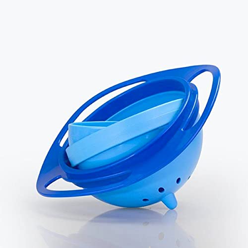 Prato Gyro Bowl Bebe Papinha Não Cai Derrama Comida Sopa E Azul e Rosa (Azul) Brinquedo Com seguranç