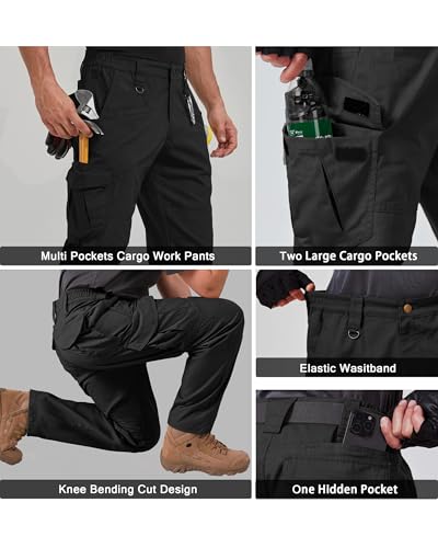 Mens Work Pants Cargo Tactical Construction for Men Ripstop Waterproof Lightweight Outdoor Hiking with Pockets4