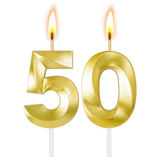 50th Birthday Candles for Cake,Birthday Decorations for Him Her,Number Candles for Cake Toppers...