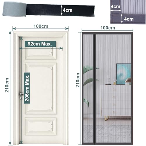 FLYAMAPIRIT Magnetic Fly Screen Door Curtain, Grey, Mosquito Repellent Net, Door Gate, Side Opening - Image 3