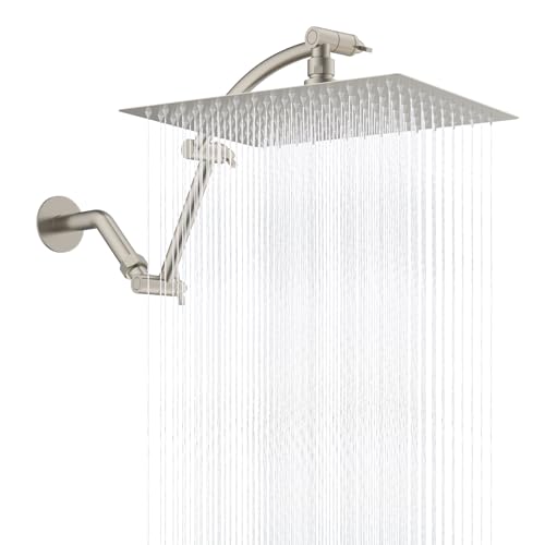 Hibbent All Metal 12'' Rain Shower Head, 16'' Extension Arm, Brushed Nickel - image 1