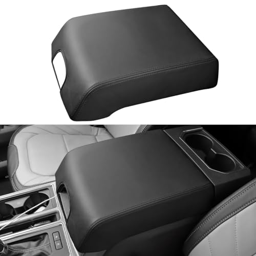 INTGET Center Console Cover for Ford F150 Accessories 2015-2020 2016 2017 2018 2019 Car Middle Lid Seat Armrest Cover Protector Elbow Cushion Pad (Black Stitches 2015-2020)