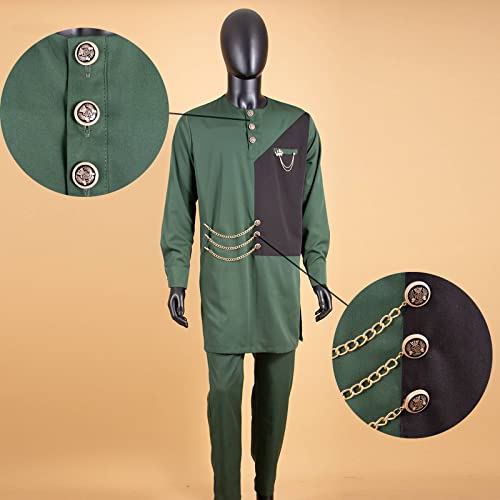 African Suits for Men Single Breasted Long Shirts and Pants Set Wedding Outfits Dashiki Clothes3