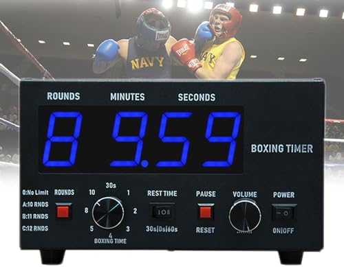 Big Screen Boxing Timer - Professional Adjustable Interval Timer for Muay Thai, Boxing, Taekwondo & Karate Training with Sound Alerts & Cycle Repetitions.